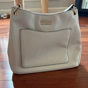 GUESS Embossed Cream Shoulder Bag